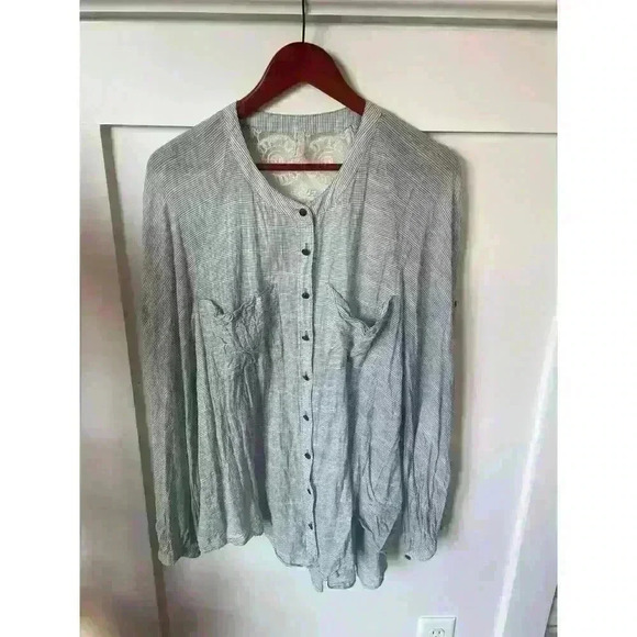 Free People Put Your Back Into It Lace Back Shirt, M - Picture 3 of 10